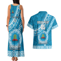 Custom Lavengamalie College Couples Matching Tank Maxi Dress and Hawaiian Shirt Tongan Kupesi Pattern LT05 - Polynesian Pride