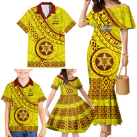 Custom Tonga High School Family Matching Mermaid Dress and Hawaiian Shirt Tongan Kupesi Pattern LT05 - Polynesian Pride
