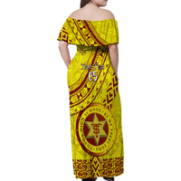 Custom Tonga High School Family Matching Off Shoulder Maxi Dress and Hawaiian Shirt Tongan Kupesi Pattern LT05 - Polynesian Pride