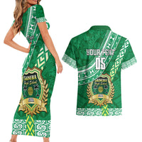 Custom Saineha High School Couples Matching Short Sleeve Bodycon Dress and Hawaiian Shirt Tongan Kupesi Pattern LT05 - Polynesian Pride