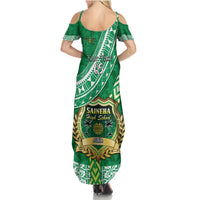 Custom Saineha High School Family Matching Summer Maxi Dress and Hawaiian Shirt Tongan Kupesi Pattern LT05 - Polynesian Pride