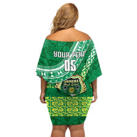 Custom Saineha High School Off Shoulder Short Dress Tongan Kupesi Pattern LT05 - Polynesian Pride