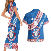 Custom Apifoou College Couples Matching Short Sleeve Bodycon Dress and Hawaiian Shirt Tongan Kupesi Pattern LT05 - Polynesian Pride