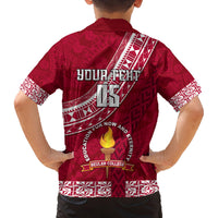 Custom Beulah College Family Matching Off Shoulder Long Sleeve Dress and Hawaiian Shirt Tongan Kupesi Pattern LT05 - Polynesian Pride