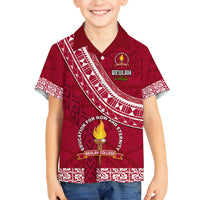 Custom Beulah College Family Matching Summer Maxi Dress and Hawaiian Shirt Tongan Kupesi Pattern LT05 Son's Shirt Red - Polynesian Pride