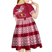 Custom Beulah College Kid Short Sleeve Dress Tongan Kupesi Pattern LT05 - Polynesian Pride