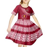 Custom Beulah College Kid Short Sleeve Dress Tongan Kupesi Pattern LT05 - Polynesian Pride