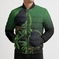 New Zealand Black Robin Bomber Puffer Jacket Karure Maori Koru Art Tattoo LT05 - Polynesian Pride