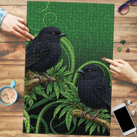 New Zealand Black Robin Puzzle Karure Maori Koru Art Tattoo LT05 Green - Polynesian Pride