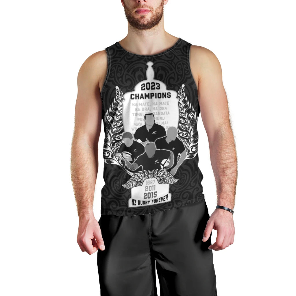 New Zealand Rugby Men Tank Top The Haka With Champions Cup LT05 - Polynesian Pride