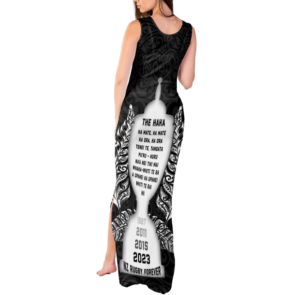 New Zealand Rugby Tank Maxi Dress The Haka With Champions Cup LT05 - Polynesian Pride