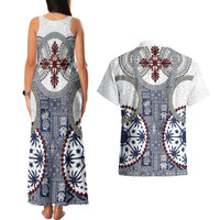 Hawaii Couples Matching Tank Maxi Dress and Hawaiian Shirt Barkcloth Pattern Vintage Style LT05 - Polynesian Pride
