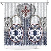 Hawaii Shower Curtain Barkcloth Pattern Vintage Style LT05 Blue - Polynesian Pride