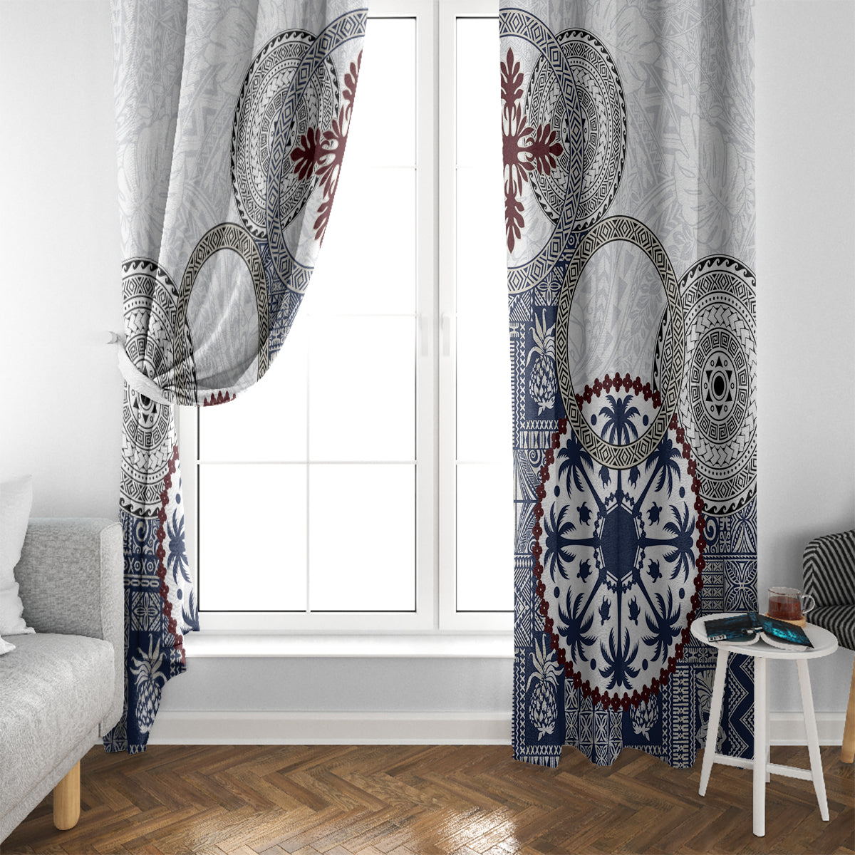 Hawaii Window Curtain Barkcloth Pattern Vintage Style LT05 - Polynesian Pride