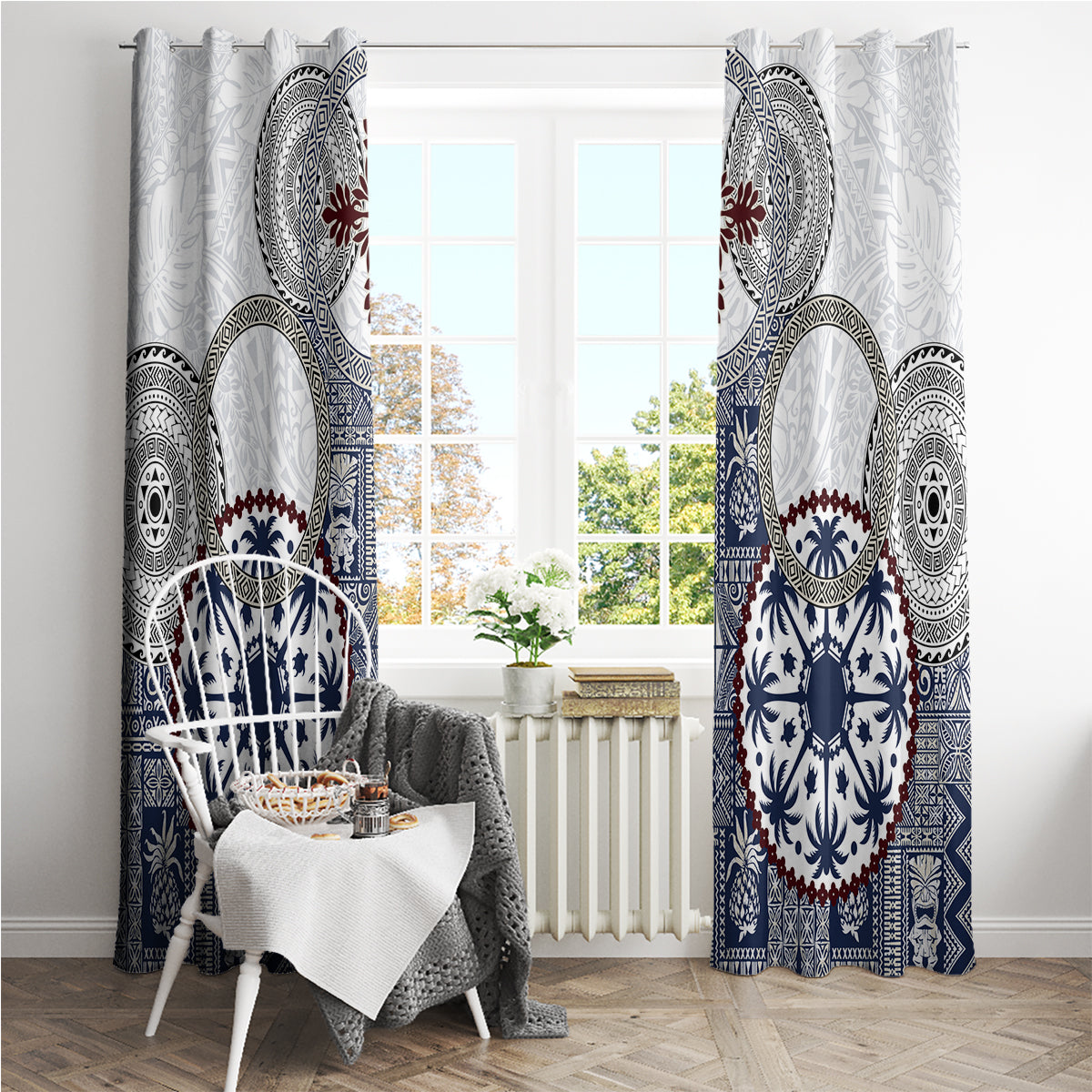 Hawaii Window Curtain Barkcloth Pattern Vintage Style LT05 - Polynesian Pride