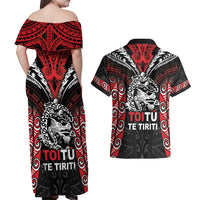 Aotearoa Mana Maori Couples Matching Off Shoulder Maxi Dress and Hawaiian Shirt Toitu Te Tiriti LT05 - Polynesian Pride