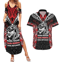 Aotearoa Mana Maori Couples Matching Summer Maxi Dress and Hawaiian Shirt Toitu Te Tiriti LT05 Black - Polynesian Pride