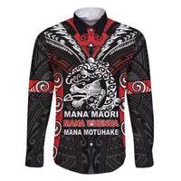 Aotearoa Mana Maori Family Matching Short Sleeve Bodycon Dress and Hawaiian Shirt Toitu Te Tiriti LT05 Dad's Shirt - Long Sleeve Black - Polynesian Pride