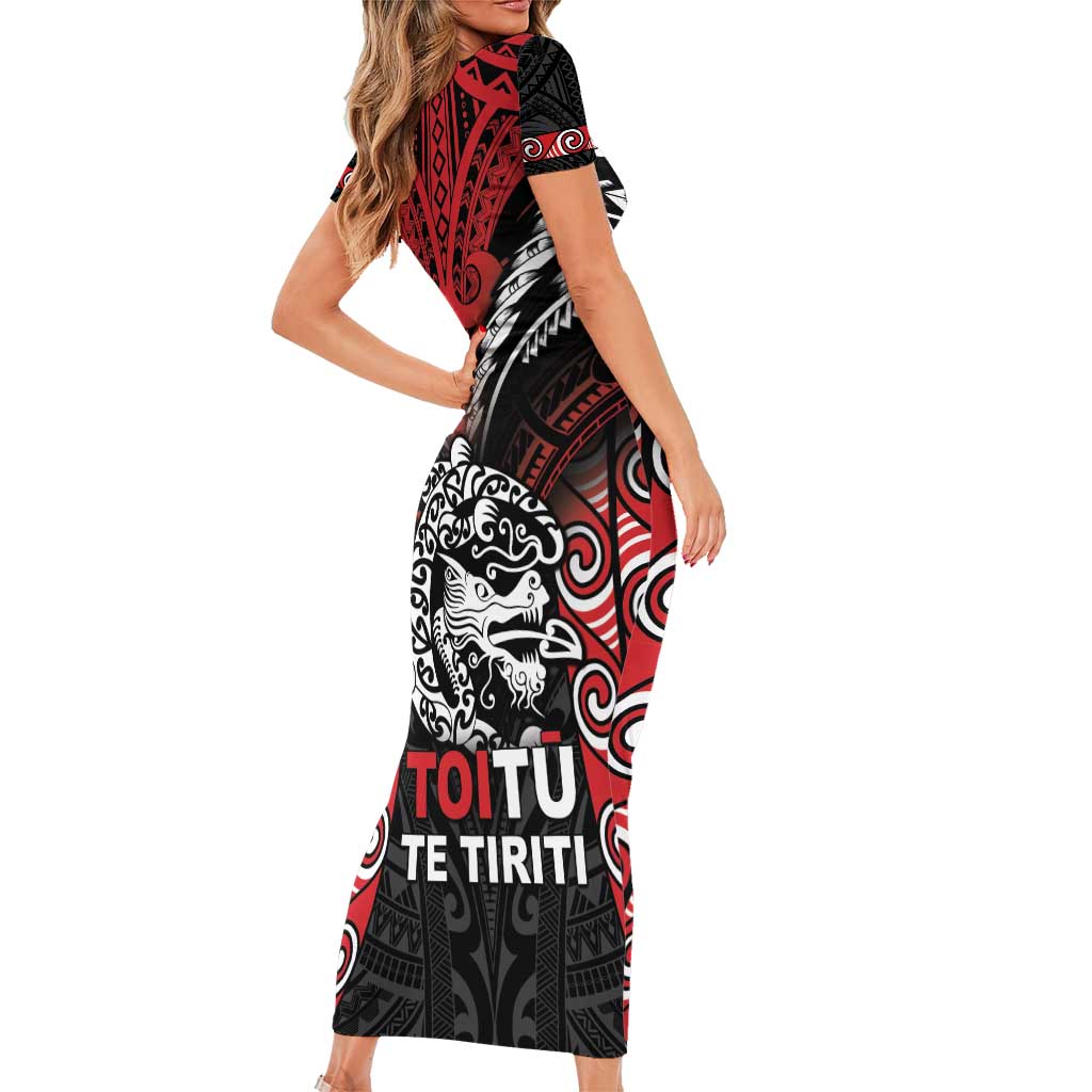 Aotearoa Mana Maori Family Matching Short Sleeve Bodycon Dress and Hawaiian Shirt Toitu Te Tiriti LT05 - Polynesian Pride