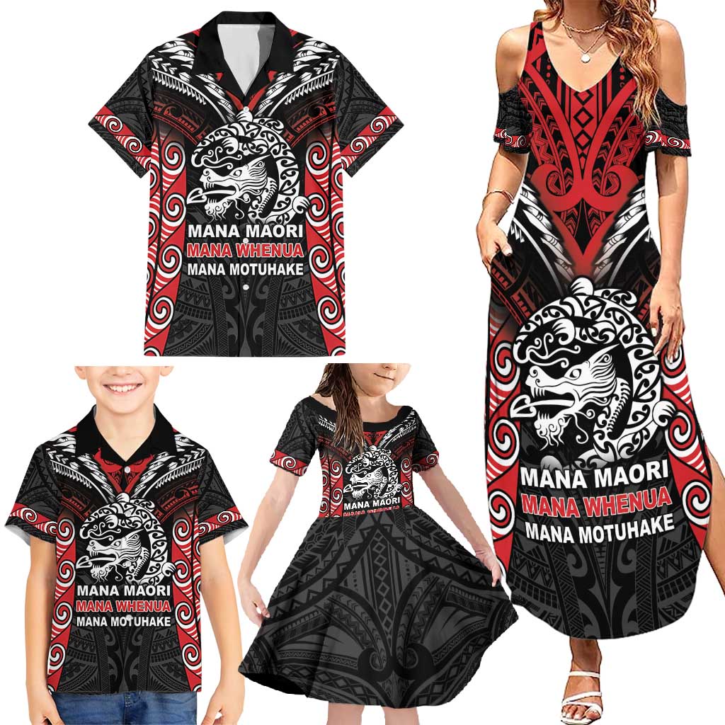 Aotearoa Mana Maori Family Matching Summer Maxi Dress and Hawaiian Shirt Toitu Te Tiriti LT05 - Polynesian Pride