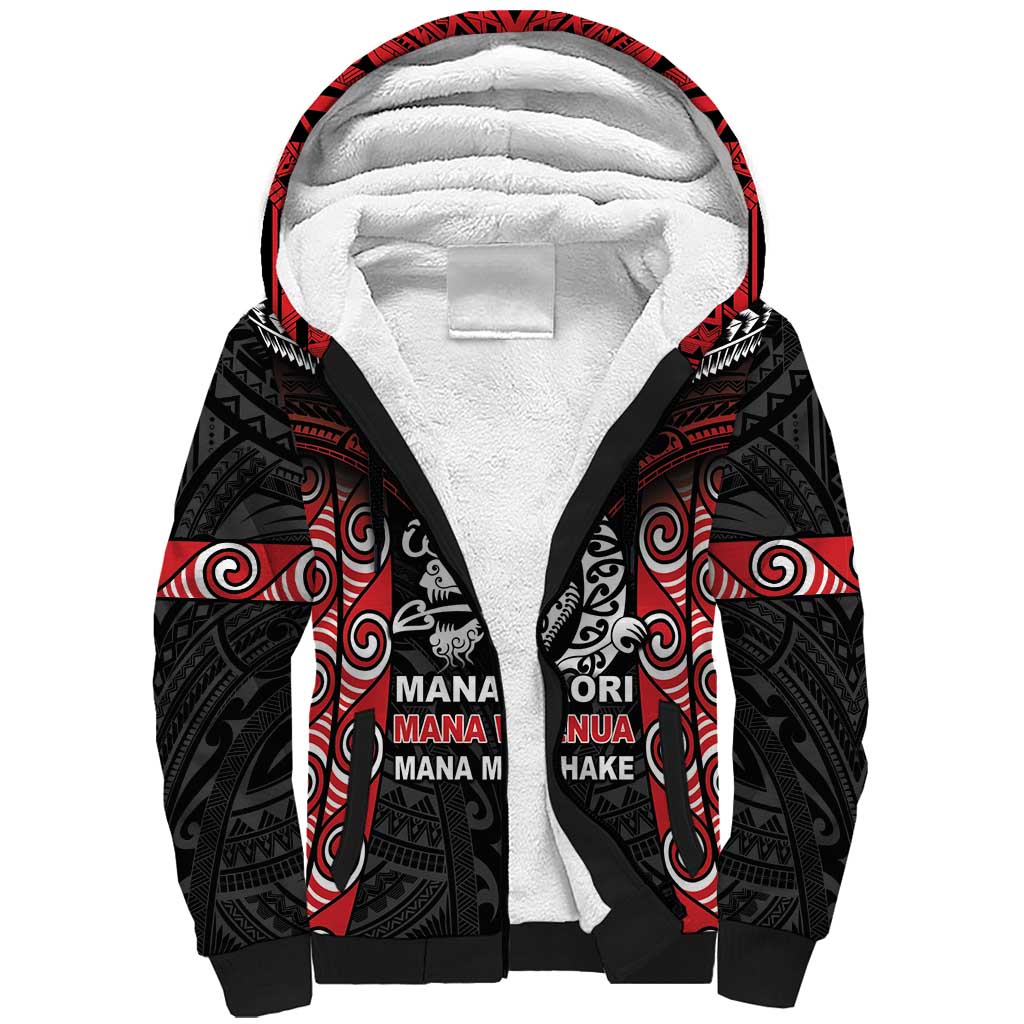Aotearoa Mana Maori Sherpa Hoodie Toitu Te Tiriti LT05 Unisex Black - Polynesian Pride