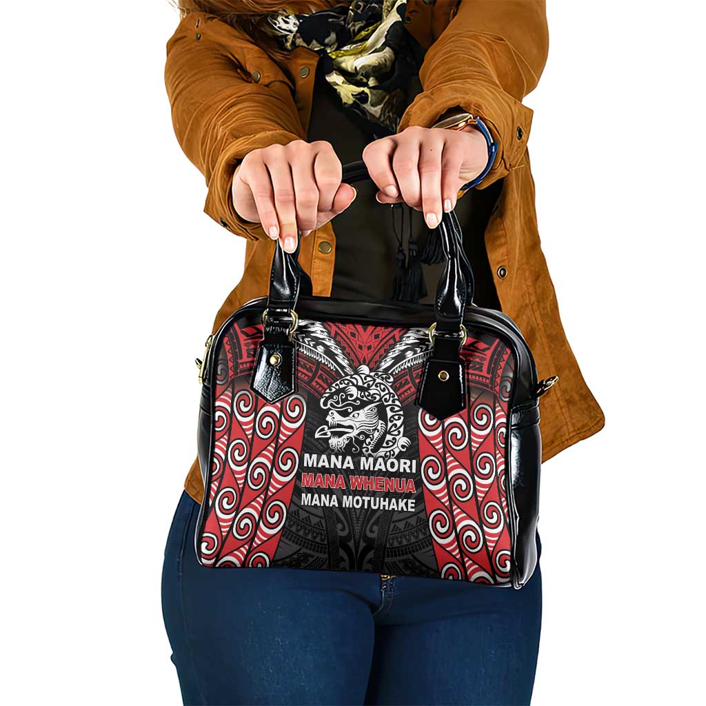 Aotearoa Mana Maori Shoulder Handbag Toitu Te Tiriti LT05 One Size Black - Polynesian Pride