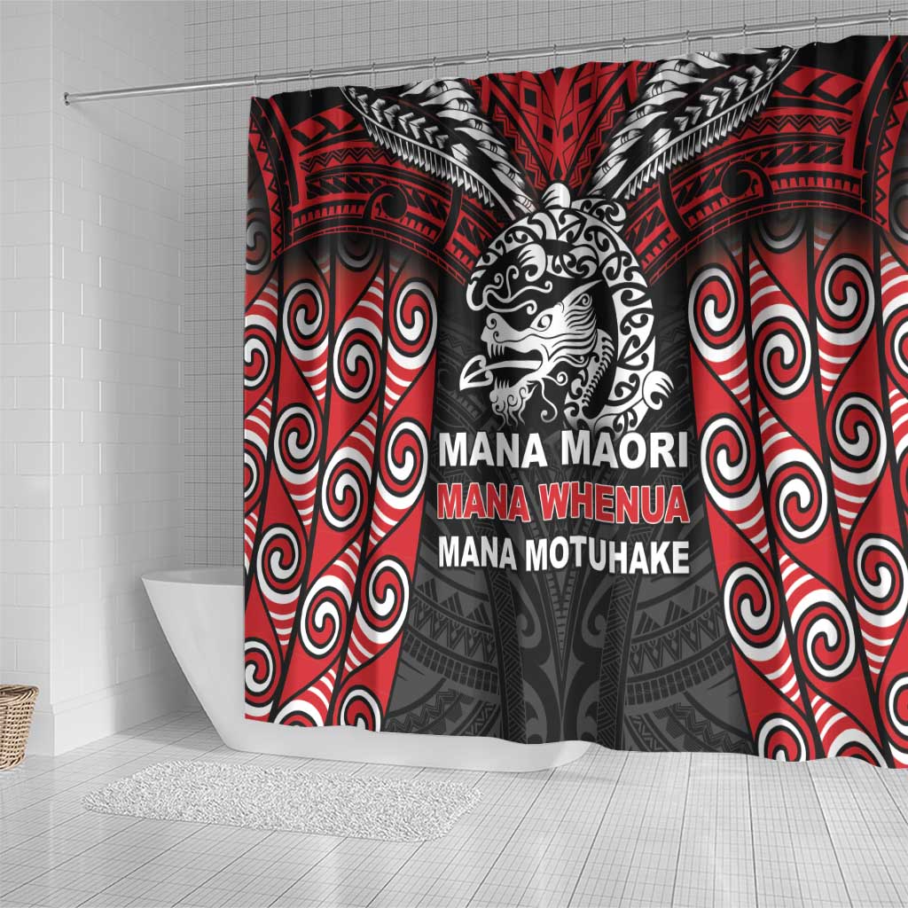 Aotearoa Mana Maori Shower Curtain Toitu Te Tiriti LT05 - Polynesian Pride