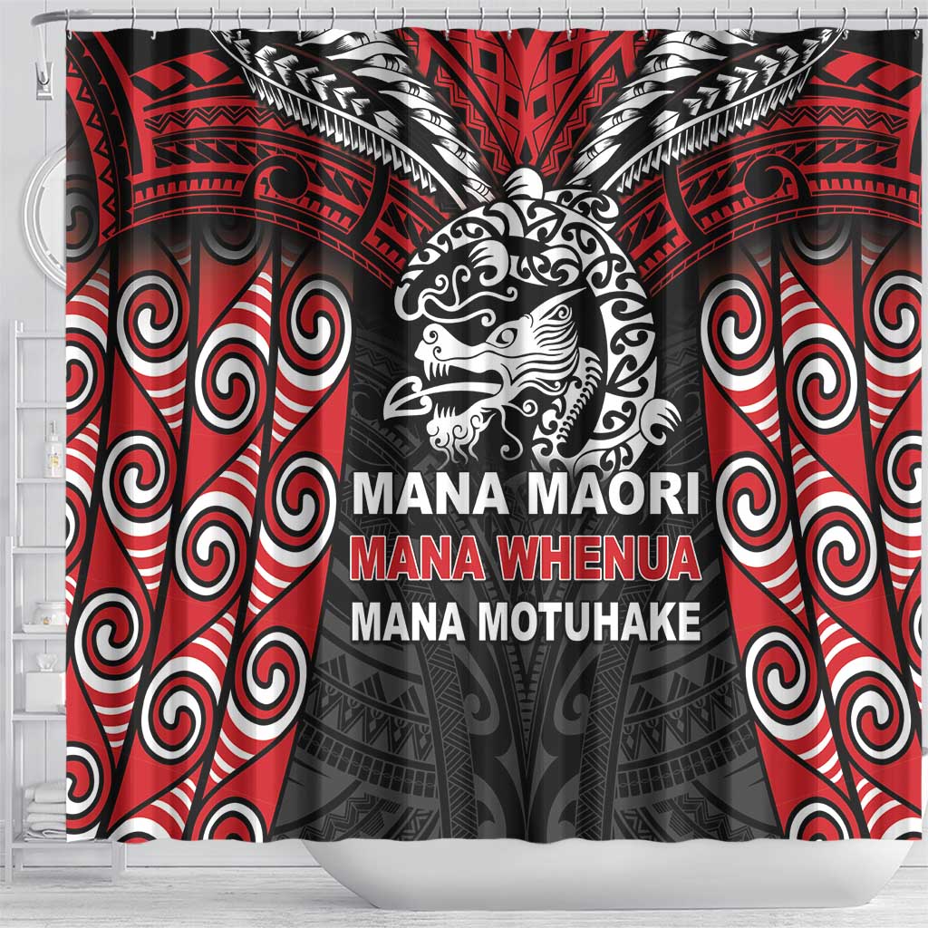 Aotearoa Mana Maori Shower Curtain Toitu Te Tiriti LT05 - Polynesian Pride