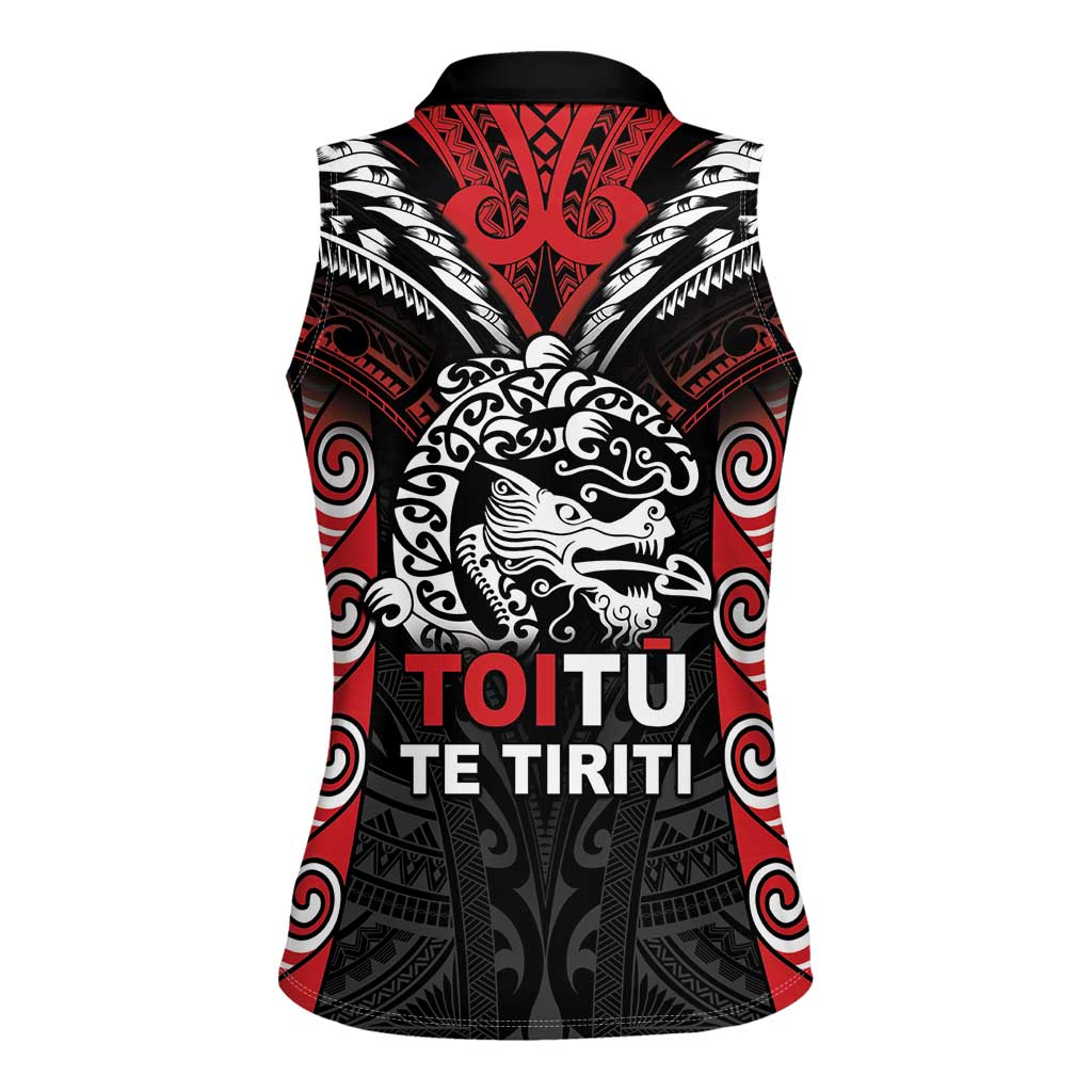Aotearoa Mana Maori Women Sleeveless Polo Shirt Toitu Te Tiriti LT05 - Polynesian Pride
