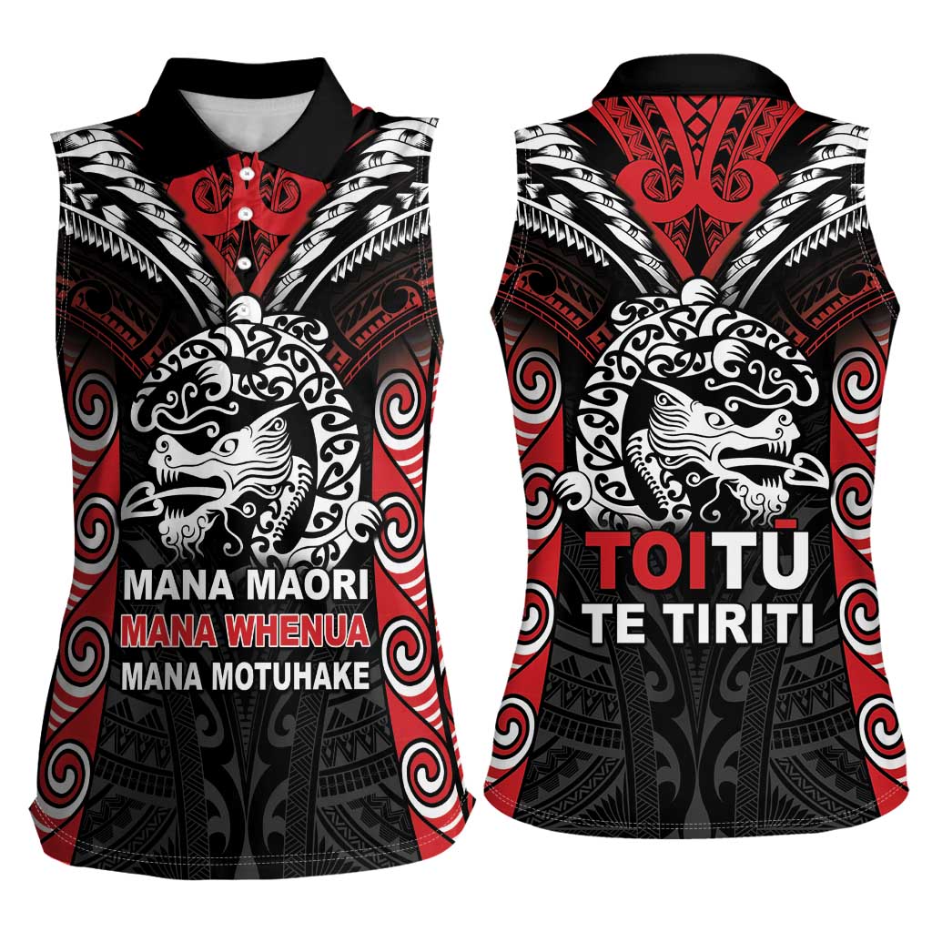 Aotearoa Mana Maori Women Sleeveless Polo Shirt Toitu Te Tiriti LT05 - Polynesian Pride