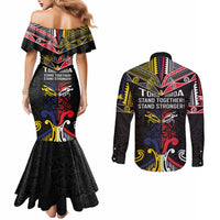 Tokelau And Aotearoa Couples Matching Mermaid Dress and Long Sleeve Button Shirt Together For Te Tiriti O Waitangi LT05 - Polynesian Pride
