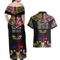 Tokelau And Aotearoa Couples Matching Off Shoulder Maxi Dress and Hawaiian Shirt Together For Te Tiriti O Waitangi LT05 - Polynesian Pride