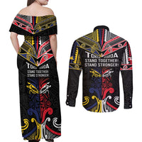 Tokelau And Aotearoa Couples Matching Off Shoulder Maxi Dress and Long Sleeve Button Shirt Together For Te Tiriti O Waitangi LT05 - Polynesian Pride
