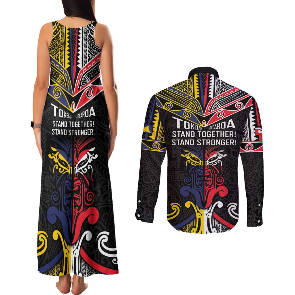 Tokelau And Aotearoa Couples Matching Tank Maxi Dress and Long Sleeve Button Shirt Together For Te Tiriti O Waitangi LT05 - Polynesian Pride