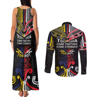 Tokelau And Aotearoa Couples Matching Tank Maxi Dress and Long Sleeve Button Shirt Together For Te Tiriti O Waitangi LT05 - Polynesian Pride