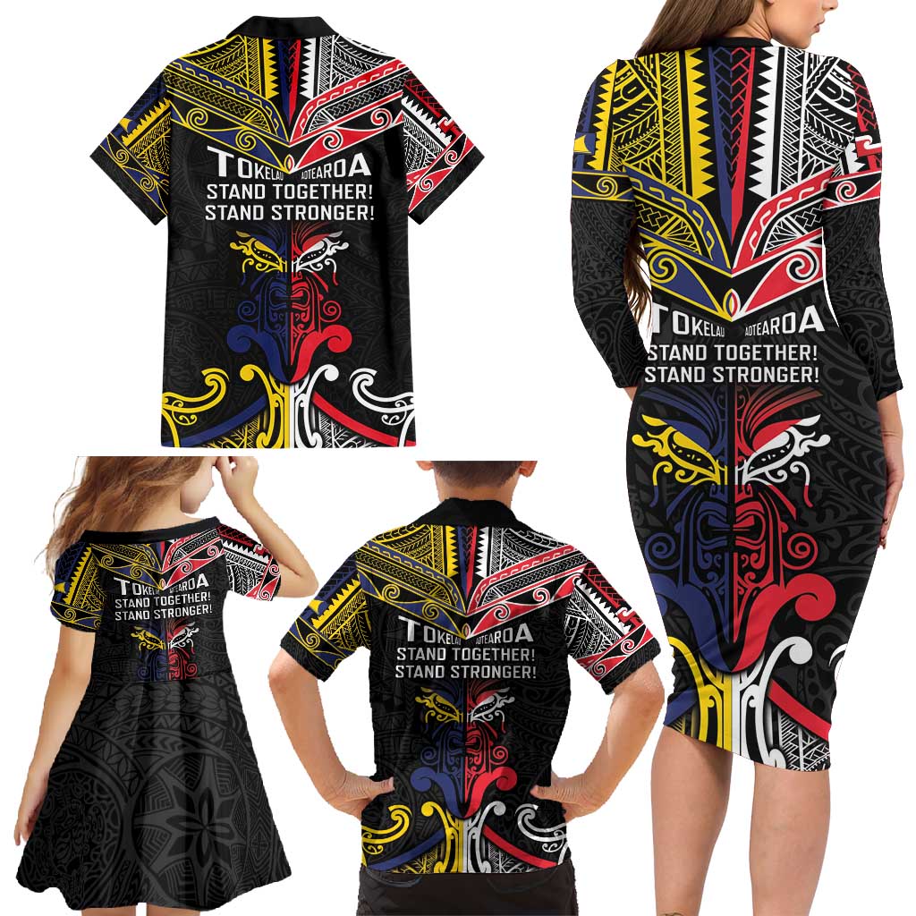 Tokelau And Aotearoa Family Matching Long Sleeve Bodycon Dress and Hawaiian Shirt Together For Te Tiriti O Waitangi LT05 - Polynesian Pride