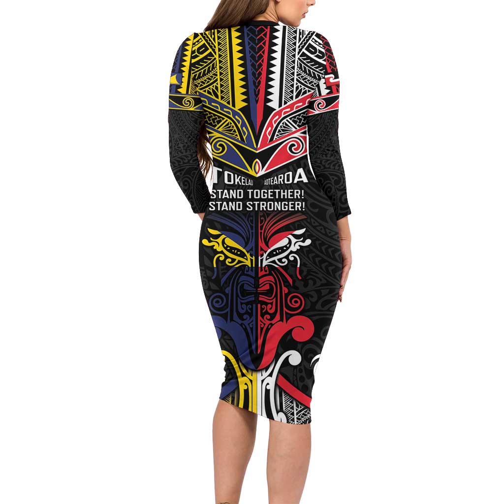 Tokelau And Aotearoa Family Matching Long Sleeve Bodycon Dress and Hawaiian Shirt Together For Te Tiriti O Waitangi LT05 - Polynesian Pride