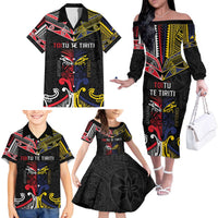 Tokelau And Aotearoa Family Matching Off The Shoulder Long Sleeve Dress and Hawaiian Shirt Together For Te Tiriti O Waitangi LT05 - Polynesian Pride