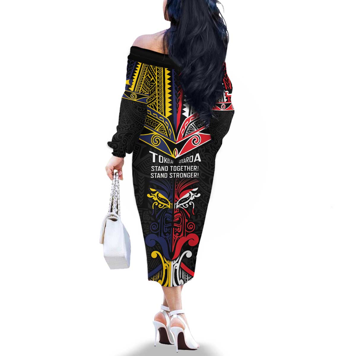 Tokelau And Aotearoa Family Matching Off The Shoulder Long Sleeve Dress and Hawaiian Shirt Together For Te Tiriti O Waitangi LT05 - Polynesian Pride