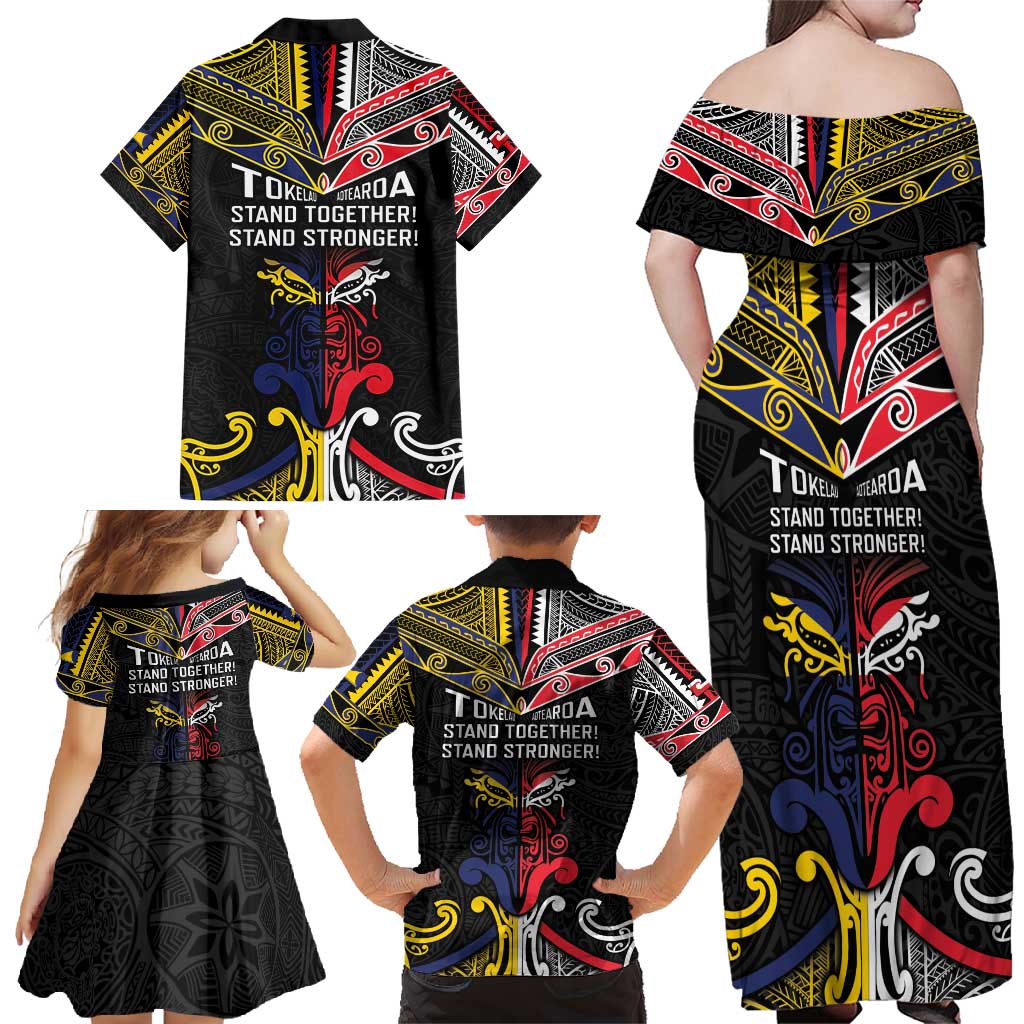 Tokelau And Aotearoa Family Matching Off Shoulder Maxi Dress and Hawaiian Shirt Together For Te Tiriti O Waitangi LT05 - Polynesian Pride
