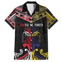 Tokelau And Aotearoa Family Matching Puletasi and Hawaiian Shirt Together For Te Tiriti O Waitangi LT05 Dad's Shirt - Short Sleeve Black - Polynesian Pride