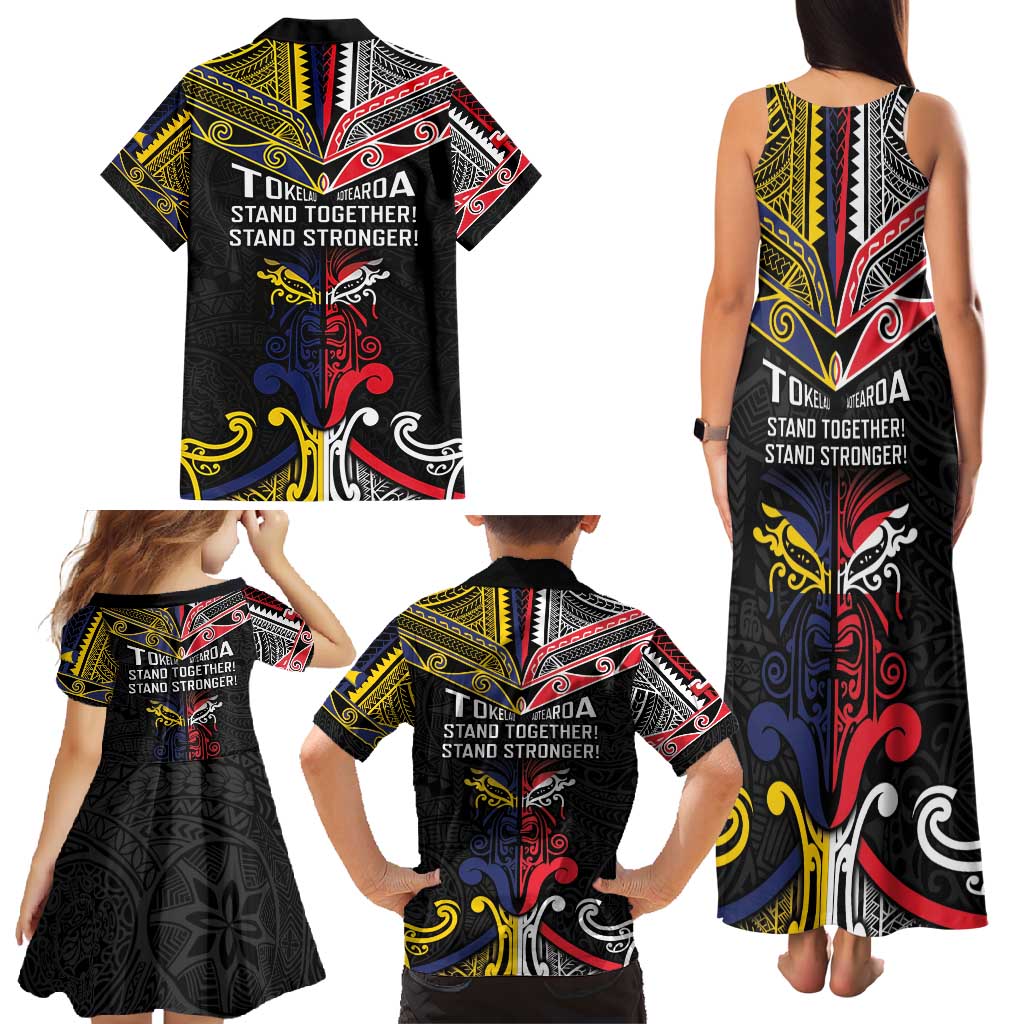 Tokelau And Aotearoa Family Matching Tank Maxi Dress and Hawaiian Shirt Together For Te Tiriti O Waitangi LT05 - Polynesian Pride