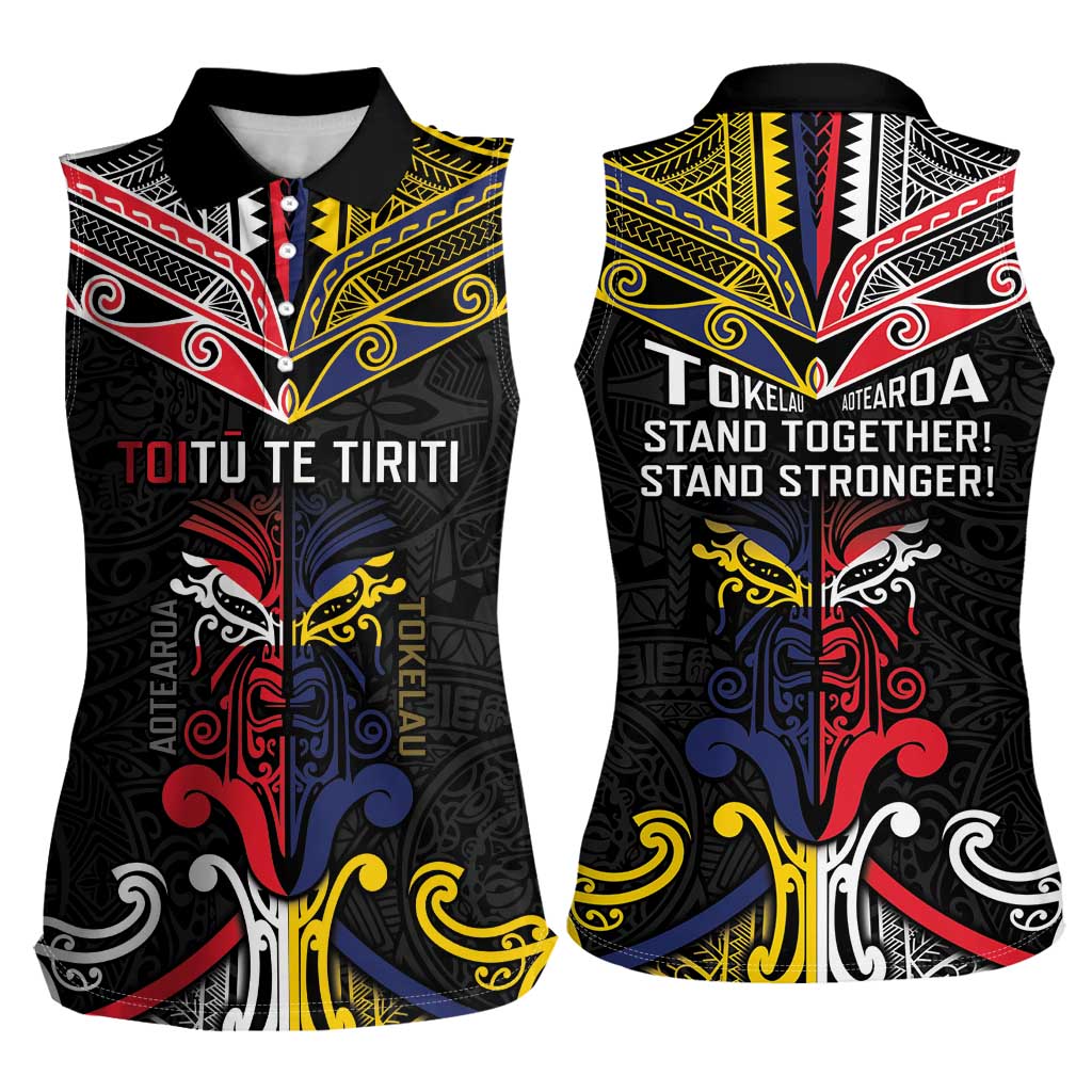 Tokelau And Aotearoa Women Sleeveless Polo Shirt Together For Te Tiriti O Waitangi LT05 - Polynesian Pride