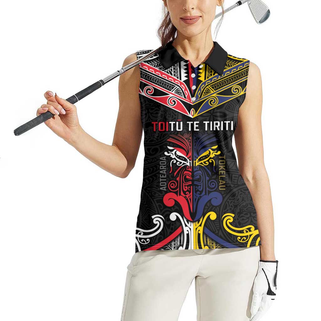 Tokelau And Aotearoa Women Sleeveless Polo Shirt Together For Te Tiriti O Waitangi LT05 - Polynesian Pride