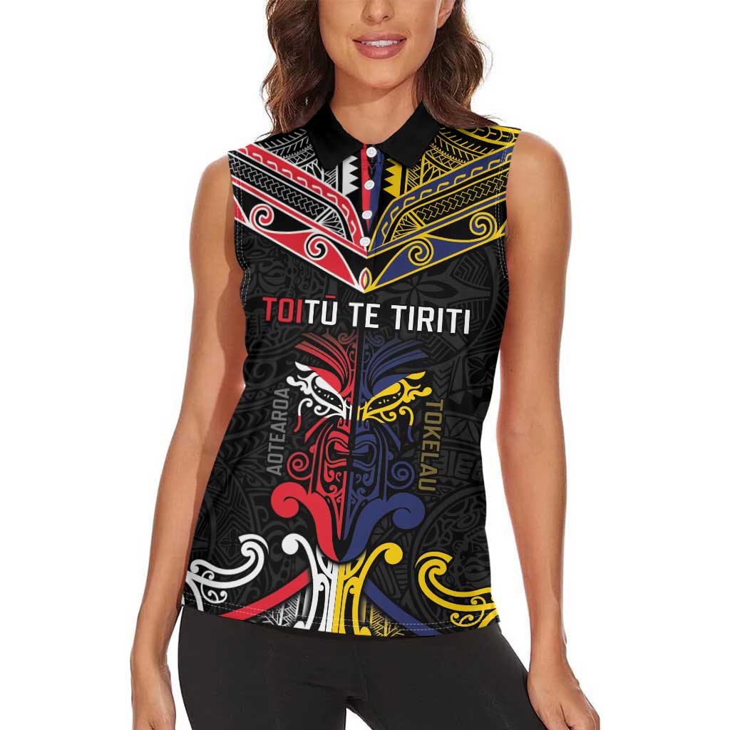 Tokelau And Aotearoa Women Sleeveless Polo Shirt Together For Te Tiriti O Waitangi LT05 - Polynesian Pride