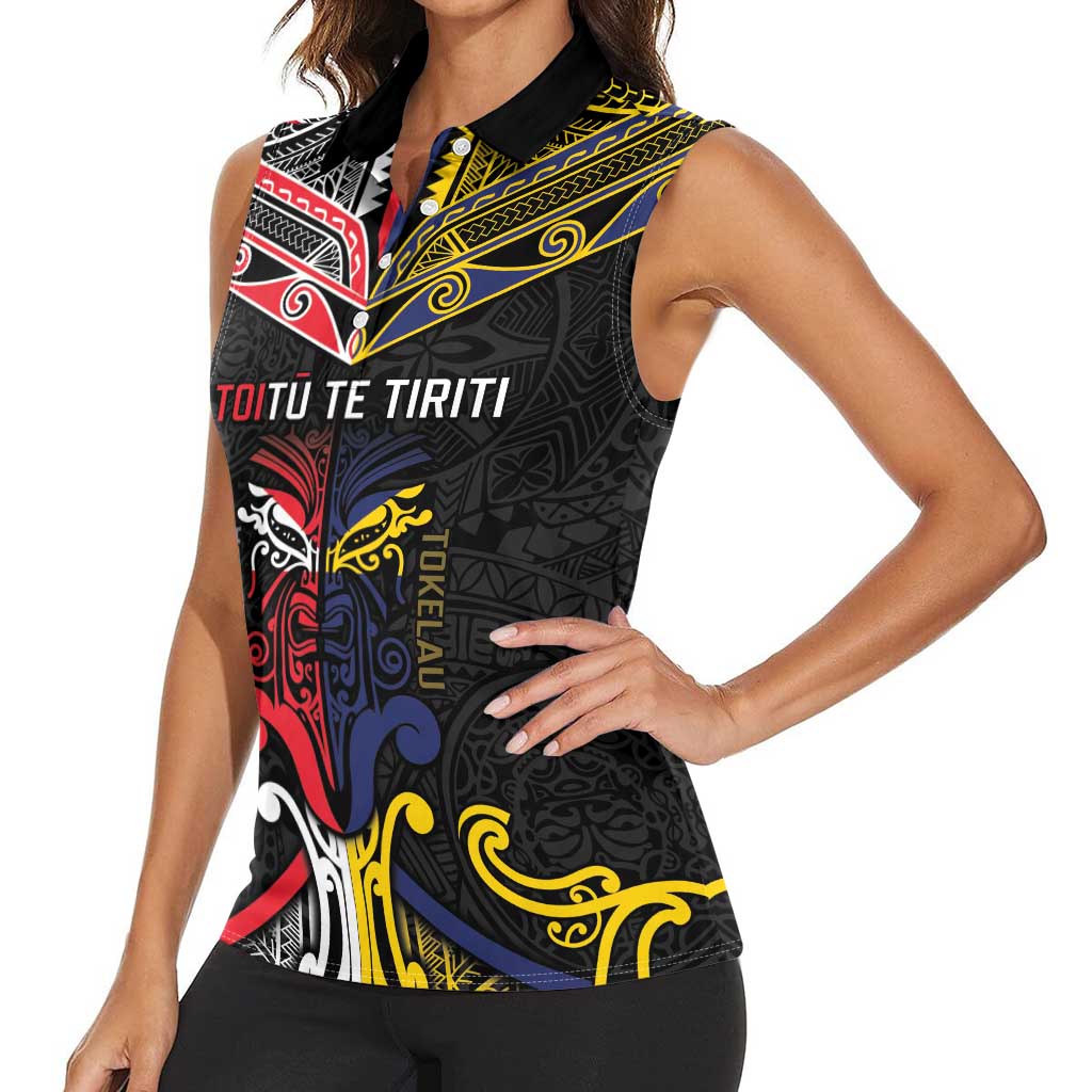 Tokelau And Aotearoa Women Sleeveless Polo Shirt Together For Te Tiriti O Waitangi LT05 - Polynesian Pride