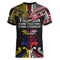 Tokelau And Aotearoa Women V-Neck T-Shirt Together For Te Tiriti O Waitangi LT05 - Polynesian Pride
