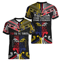 Tokelau And Aotearoa Women V-Neck T-Shirt Together For Te Tiriti O Waitangi LT05 - Polynesian Pride