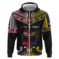 Tokelau And Aotearoa Zip Hoodie Together For Te Tiriti O Waitangi LT05 Zip Hoodie Black - Polynesian Pride