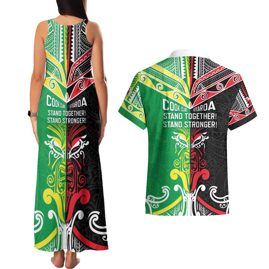 Cook Islands And Aotearoa Couples Matching Tank Maxi Dress and Hawaiian Shirt Together For Te Tiriti O Waitangi LT05 - Polynesian Pride